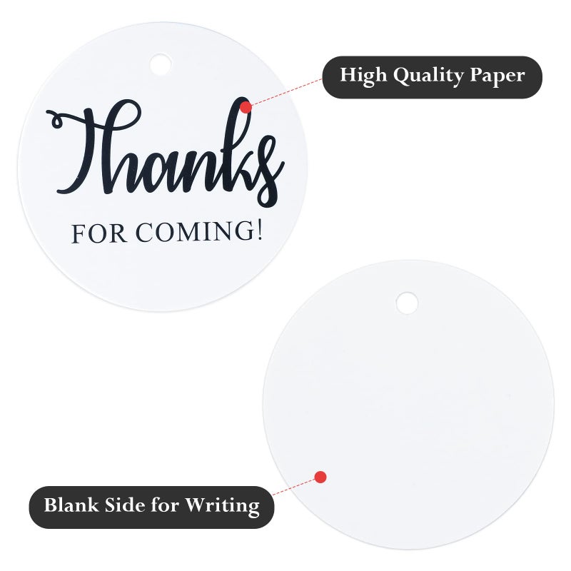 JijAcraft Round Thank You Tags With String, 2" x 100Pcs Thanks for Coming Gift Favor, White Kraft Paper Circle for Gift Wrapping, Baby Shower, Birthday, Wedding, Party Favors Decoration - Image 3